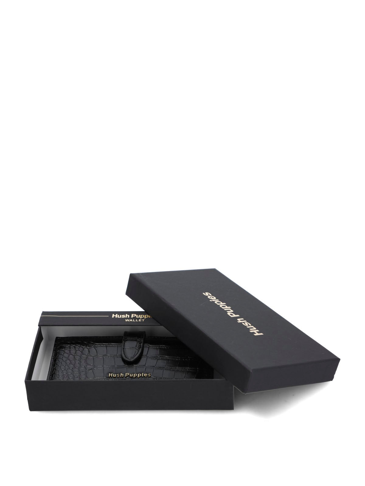 Billetera Ecocuero Mujer Croco Negro Hush Puppies