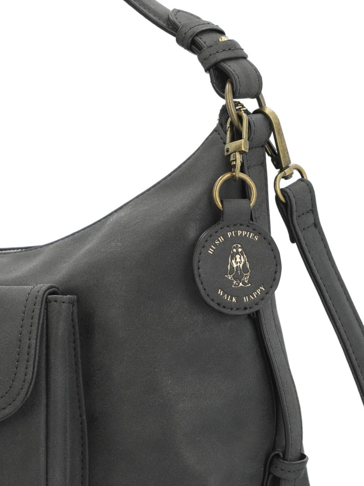 Cartera Ecocuero Mujer Dover Hobo Negro Hush Puppies