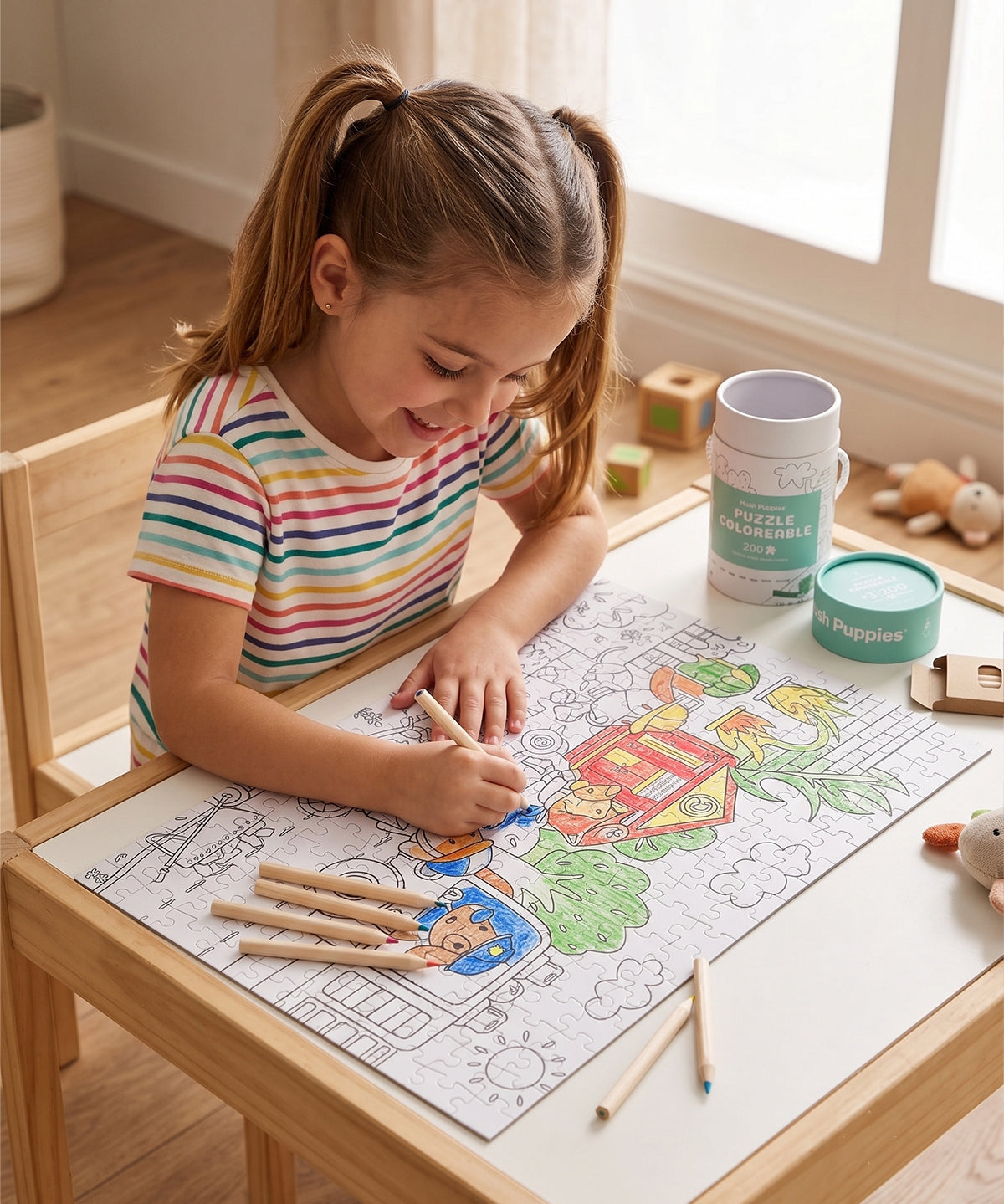 Puzzle Para Colorear Carton Niño Hpk Colourabl Puzzle Verde Hush Puppies