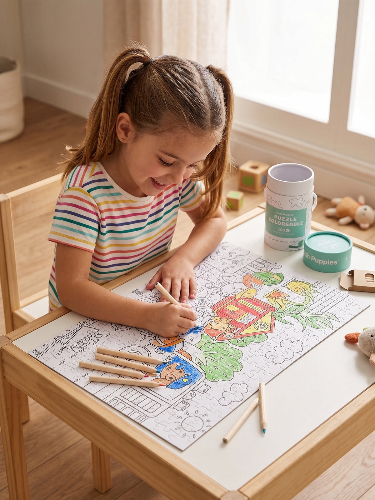Puzzle Para Colorear Carton Niño Hpk Colourabl Puzzle Verde Hush Puppies
