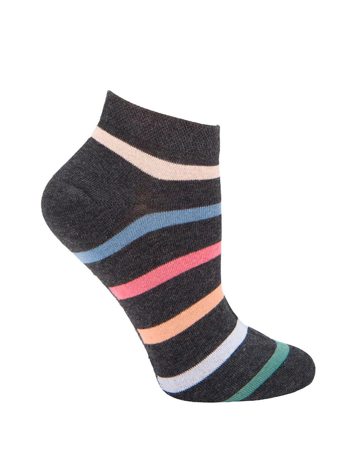Calcetin Algodón Mujer Ped Stripe Gris Hush Puppies