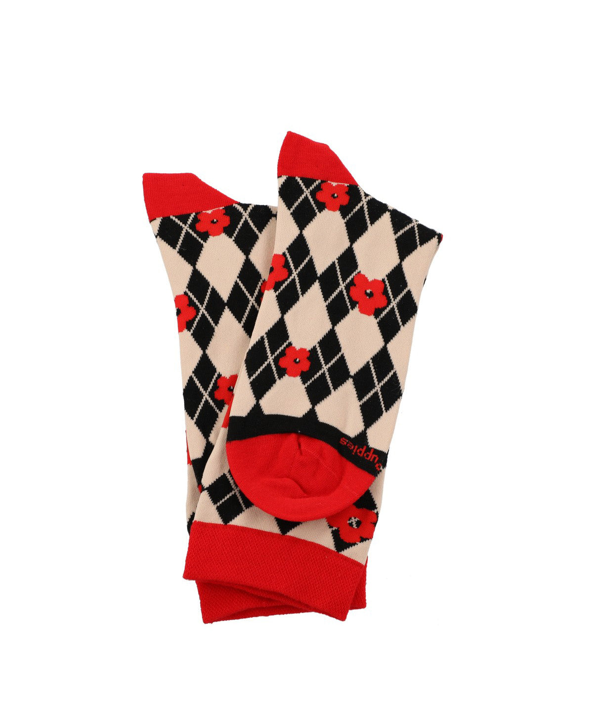 Calcetin Algodón Mujer C Cuff Rombo Rojo Hush Puppies