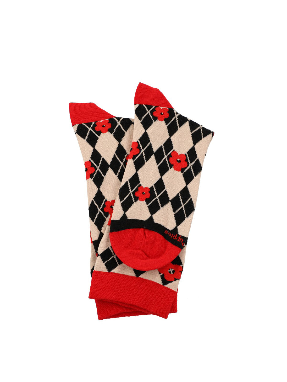 Calcetin Algodón Mujer C Cuff Rombo Rojo Hush Puppies