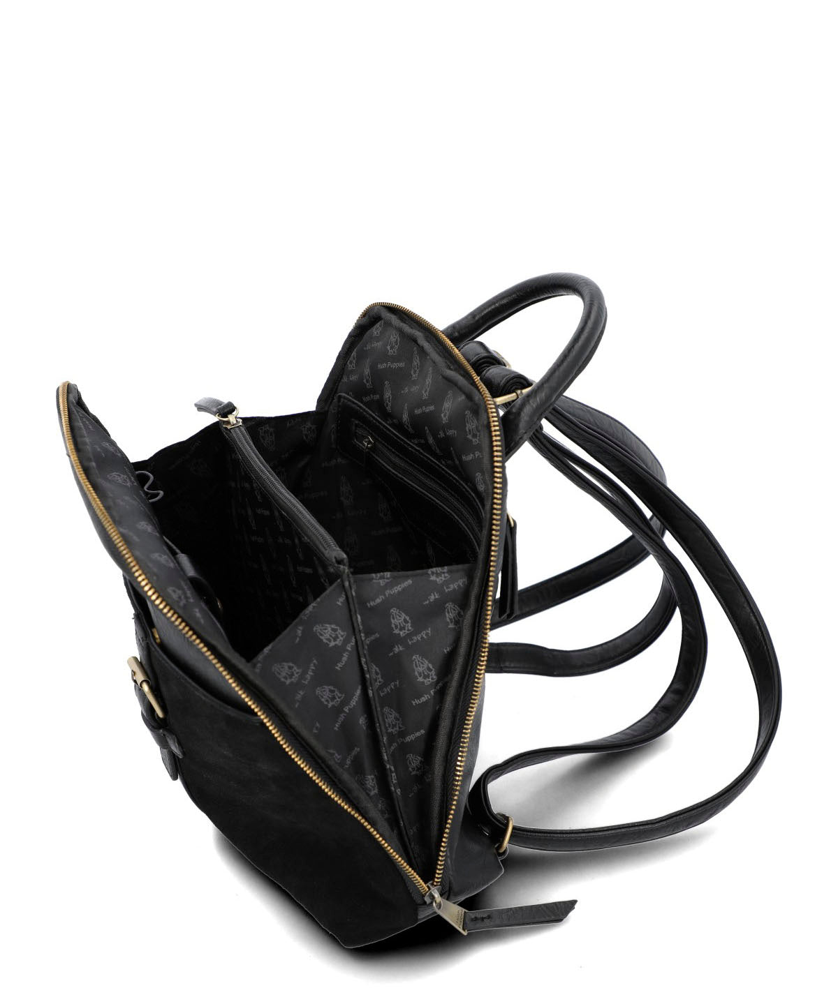 Mochila Ecocuero Mujer Laerke Back Negro Hush Puppies