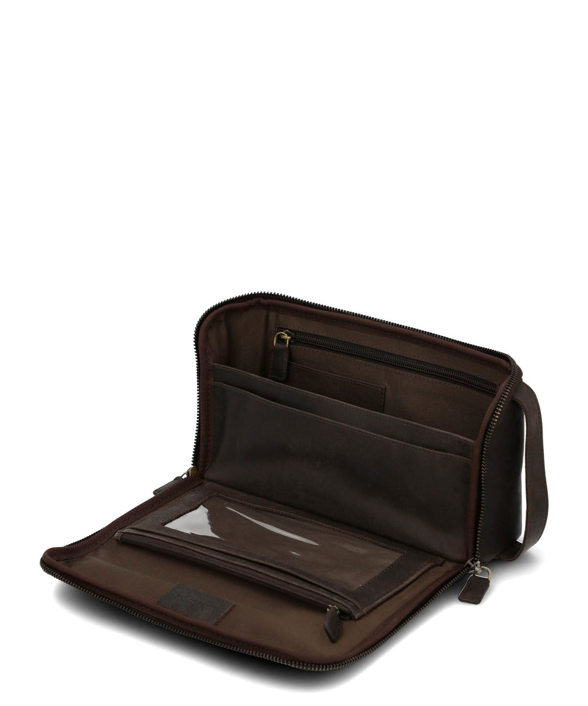 Necessaire Cuero Unisex Toiletry Bag Café Hush Puppies