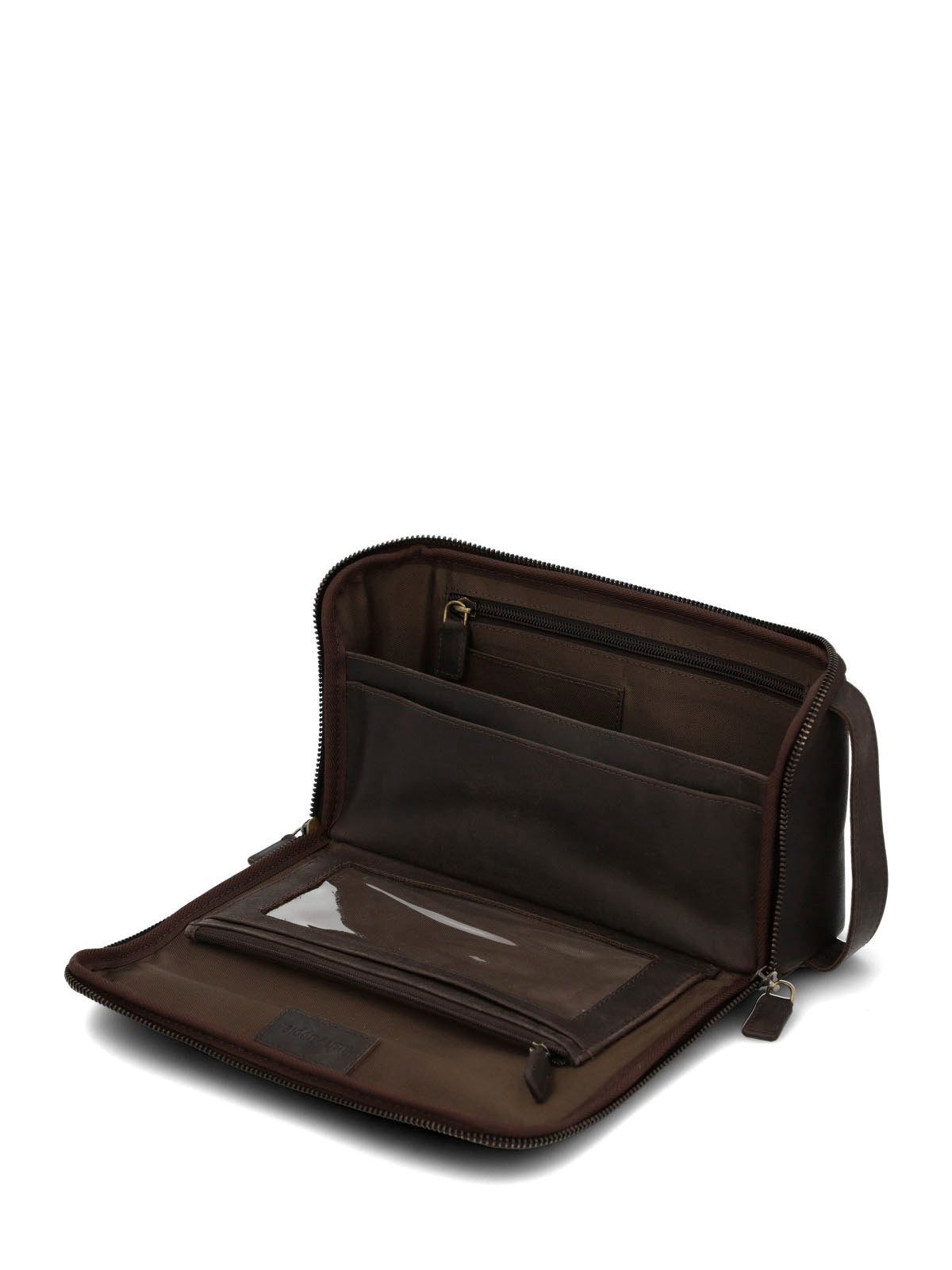 Necessaire Cuero Unisex Toiletry Bag Café Hush Puppies
