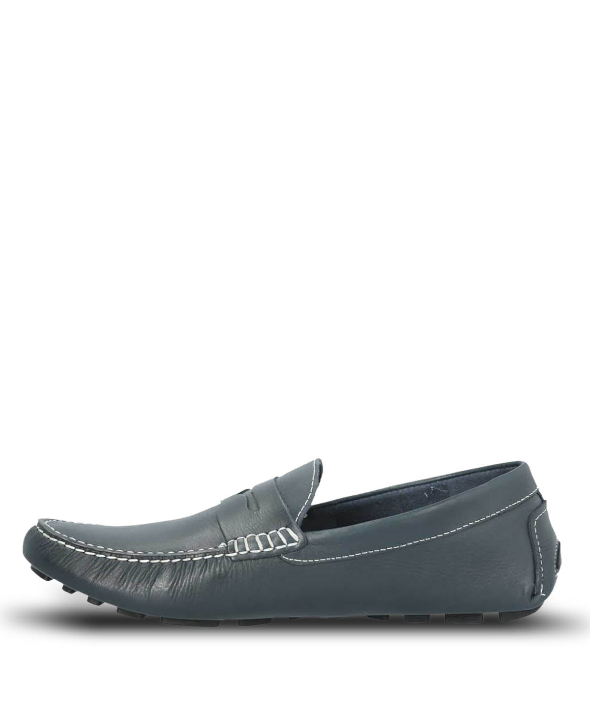 Mocasin Cuero Hombre Lotus Azul Oscuro