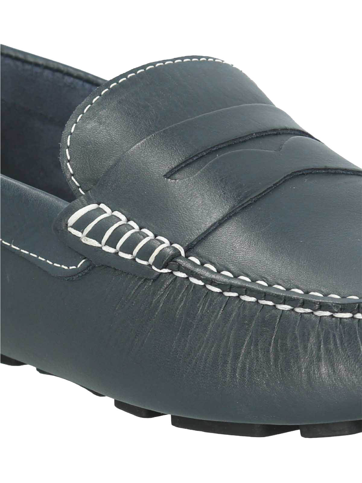Mocasin Cuero Hombre Lotus Azul Oscuro