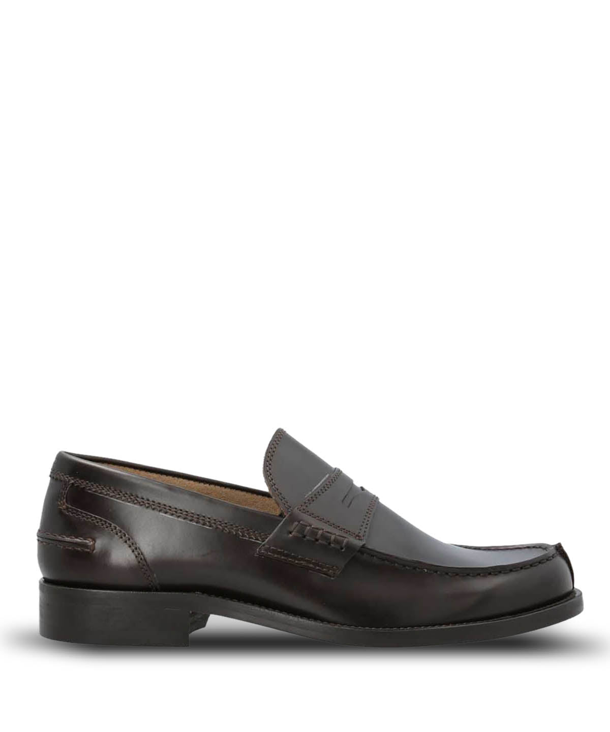 Mocasin Hombre  Italiano Cuero Cilento Café Oscuro