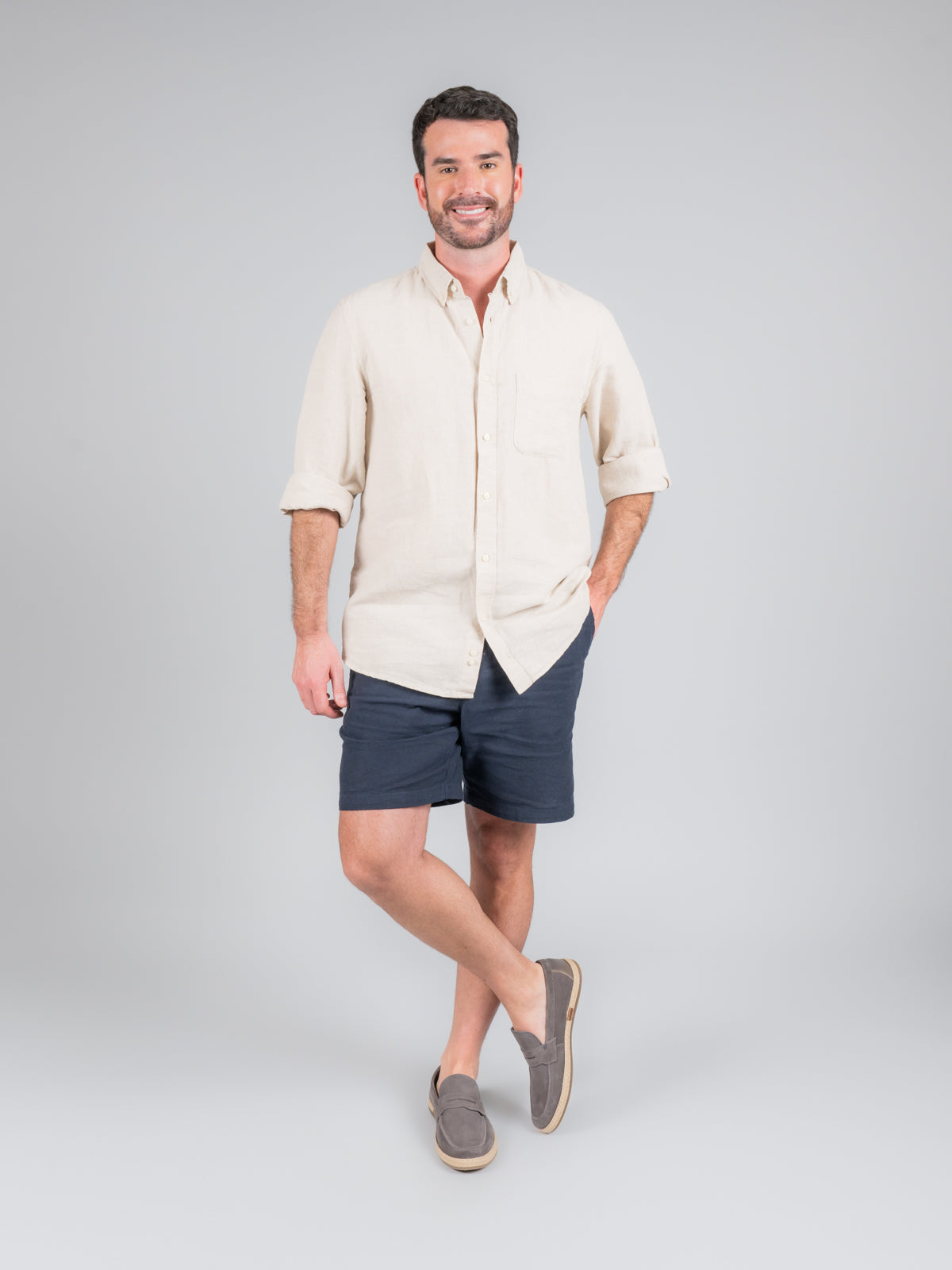 Mocasin Cuero Hombre Montella Gris