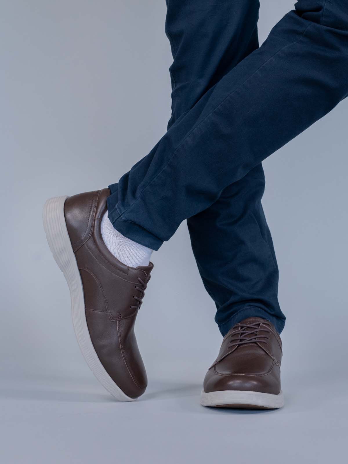 Zapato Cuero Hombre Spinal Center Café Hush Puppies