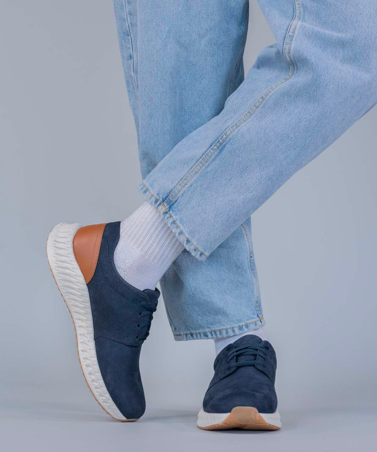 Zapatilla Cuero Spinal Discover Azul Hush Puppies