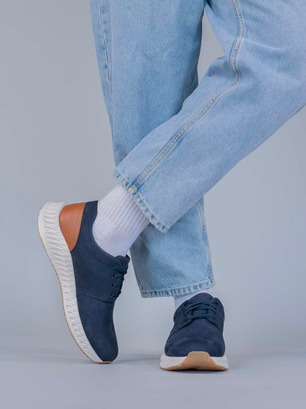 Zapatilla Cuero Spinal Discover Azul Hush Puppies