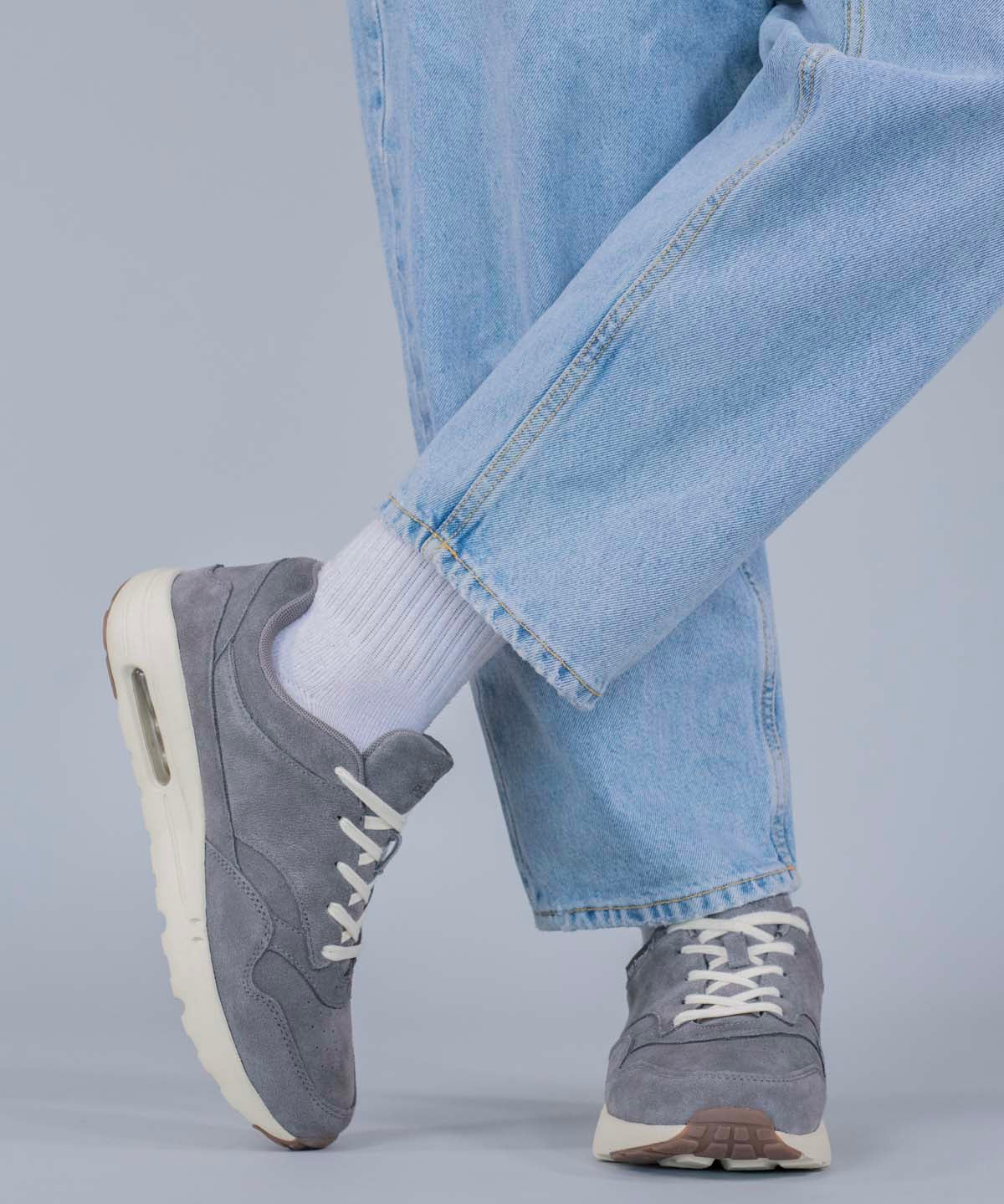Zapatilla Cuero Hombre Brandhall Gris Hush Puppies