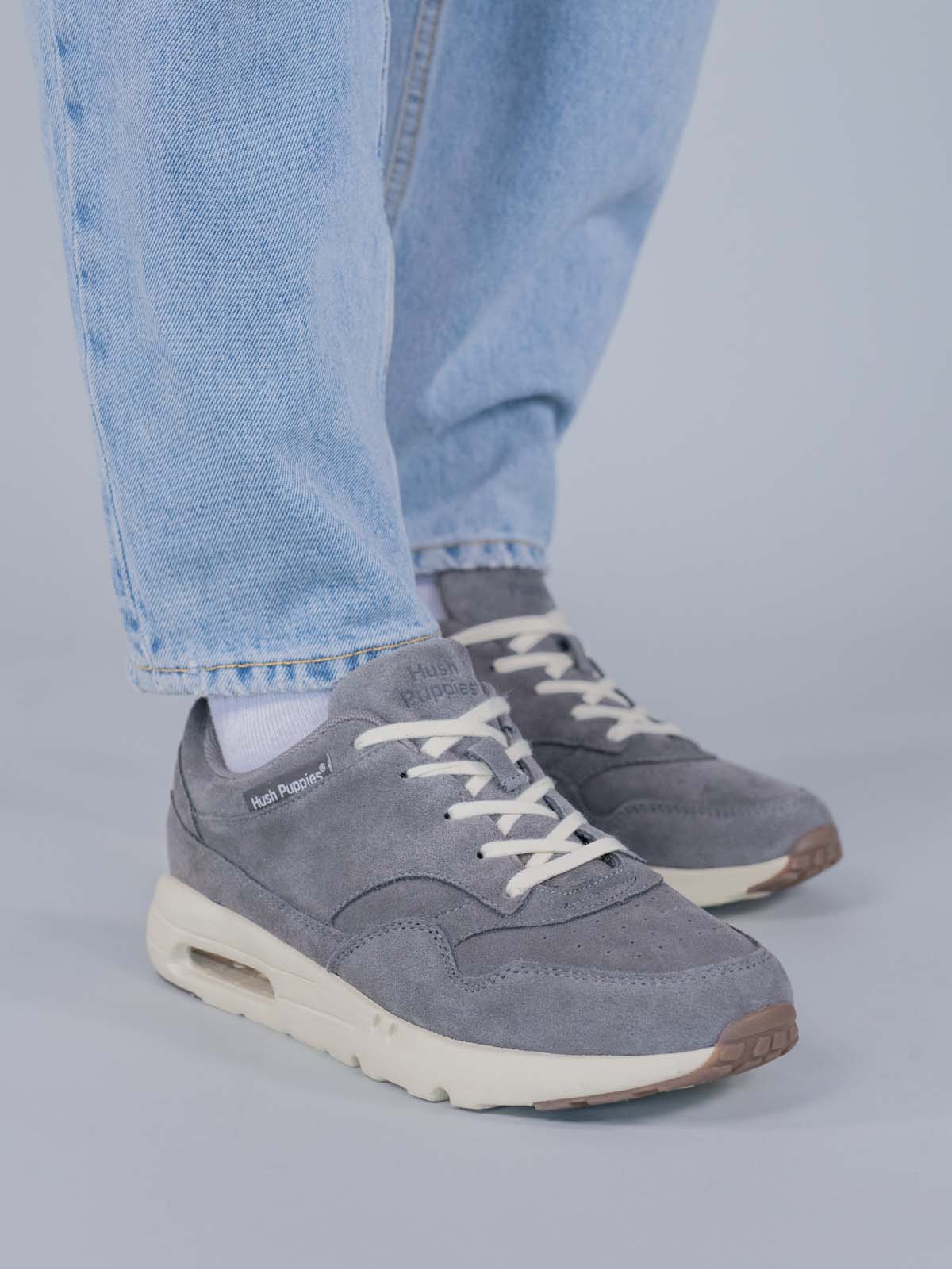 Zapatilla Cuero Hombre Brandhall Gris Hush Puppies