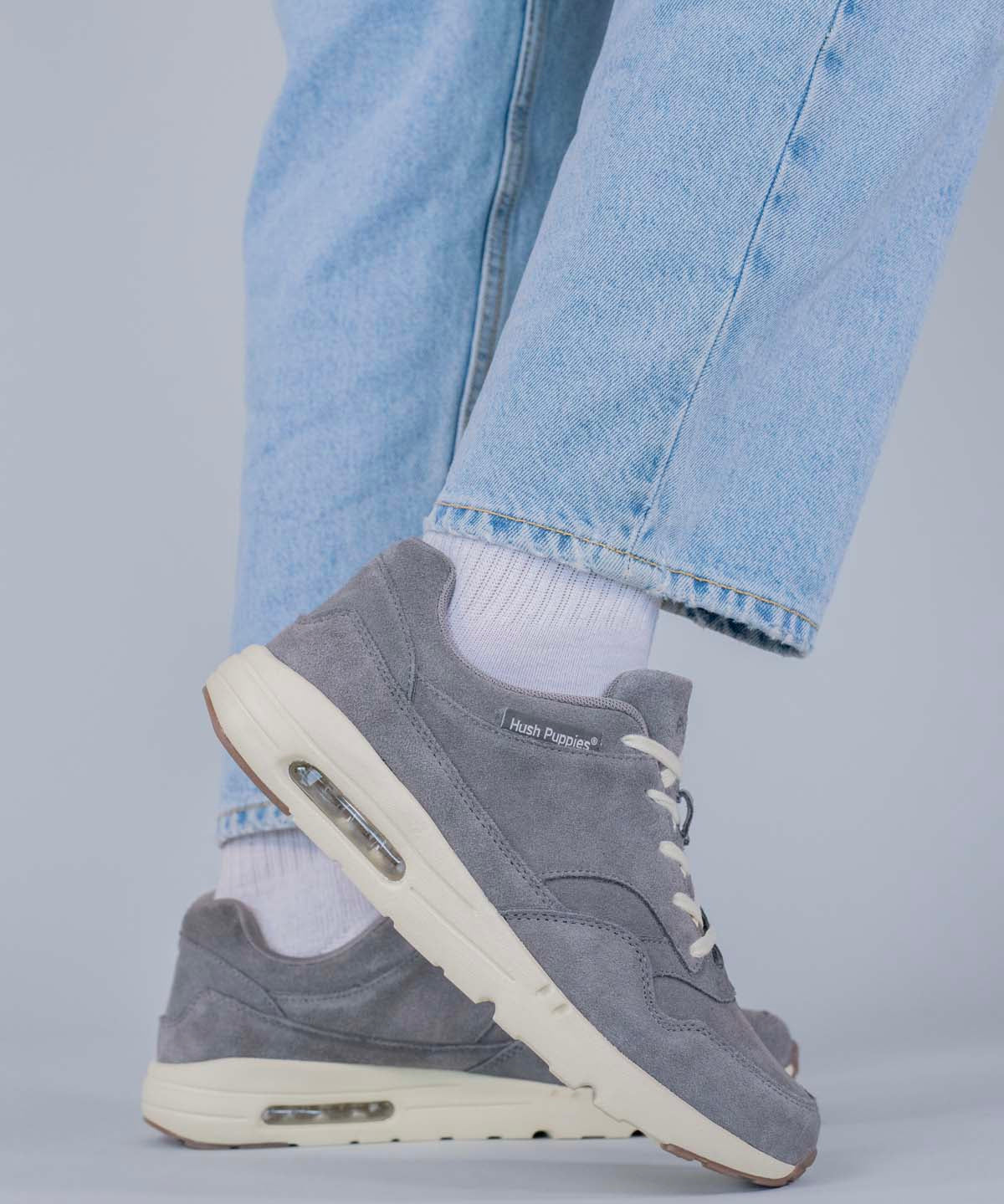 Zapatilla Cuero Hombre Brandhall Gris Hush Puppies