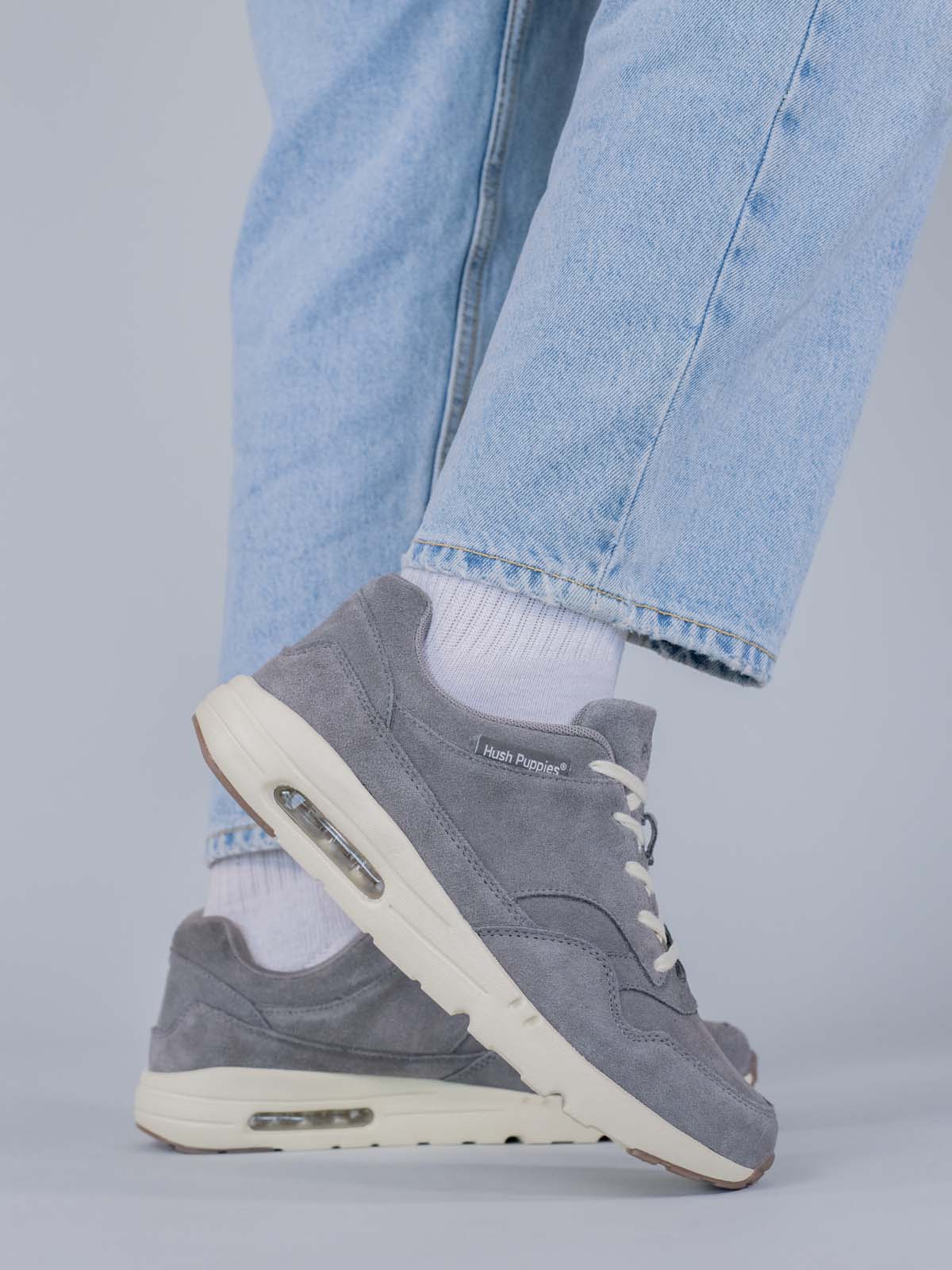 Zapatilla Cuero Hombre Brandhall Gris Hush Puppies