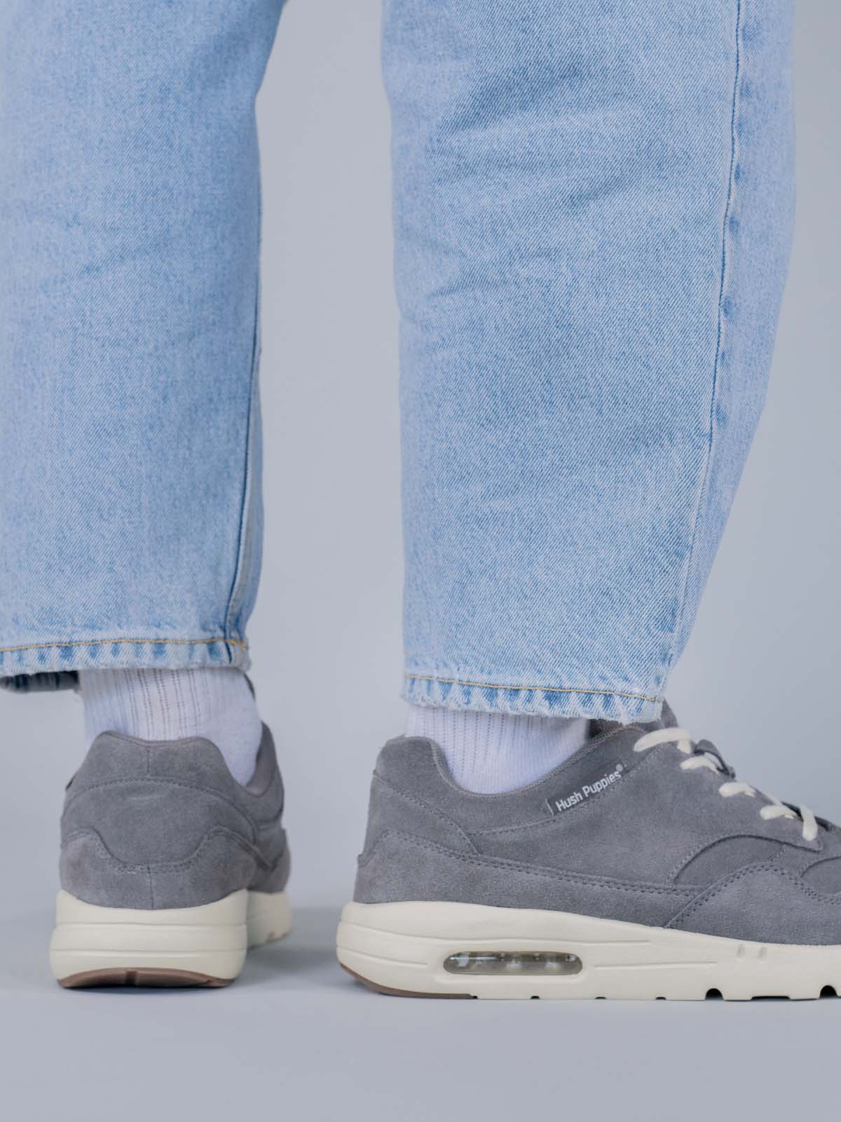Zapatilla Cuero Hombre Brandhall Gris Hush Puppies