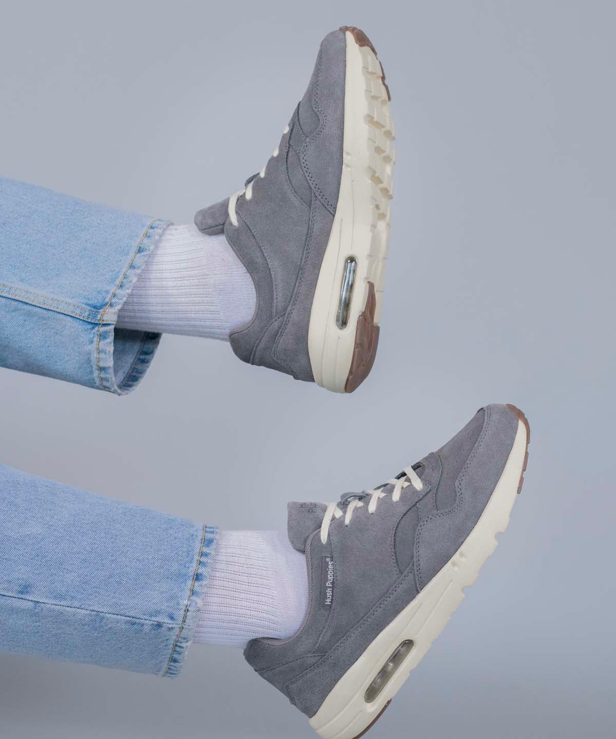 Zapatilla Cuero Hombre Brandhall Gris Hush Puppies