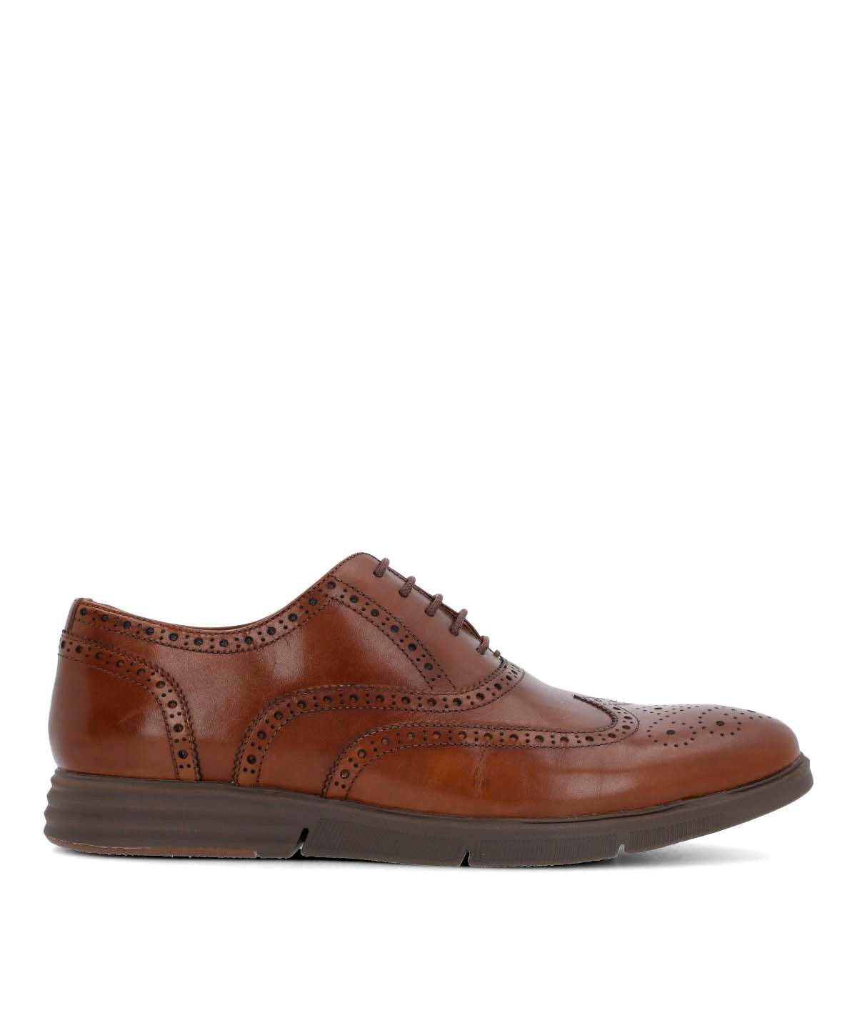 Zapato Cuero Hombre Wing Flex Café