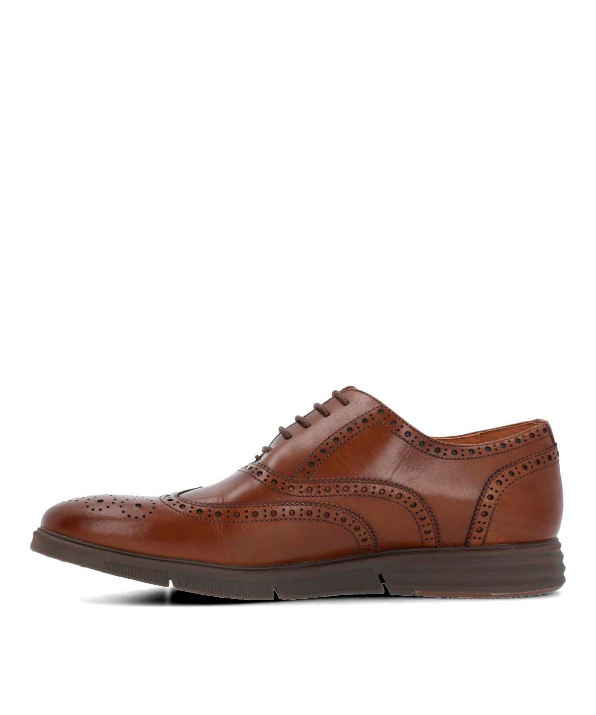 Zapato Cuero Hombre Wing Flex Café