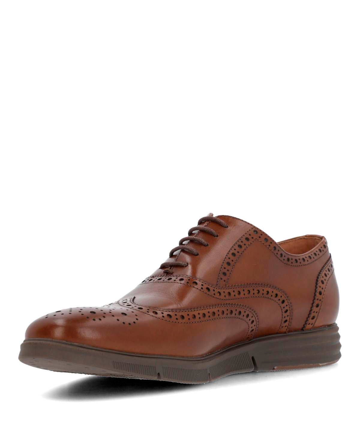 Zapato Cuero Hombre Wing Flex Café