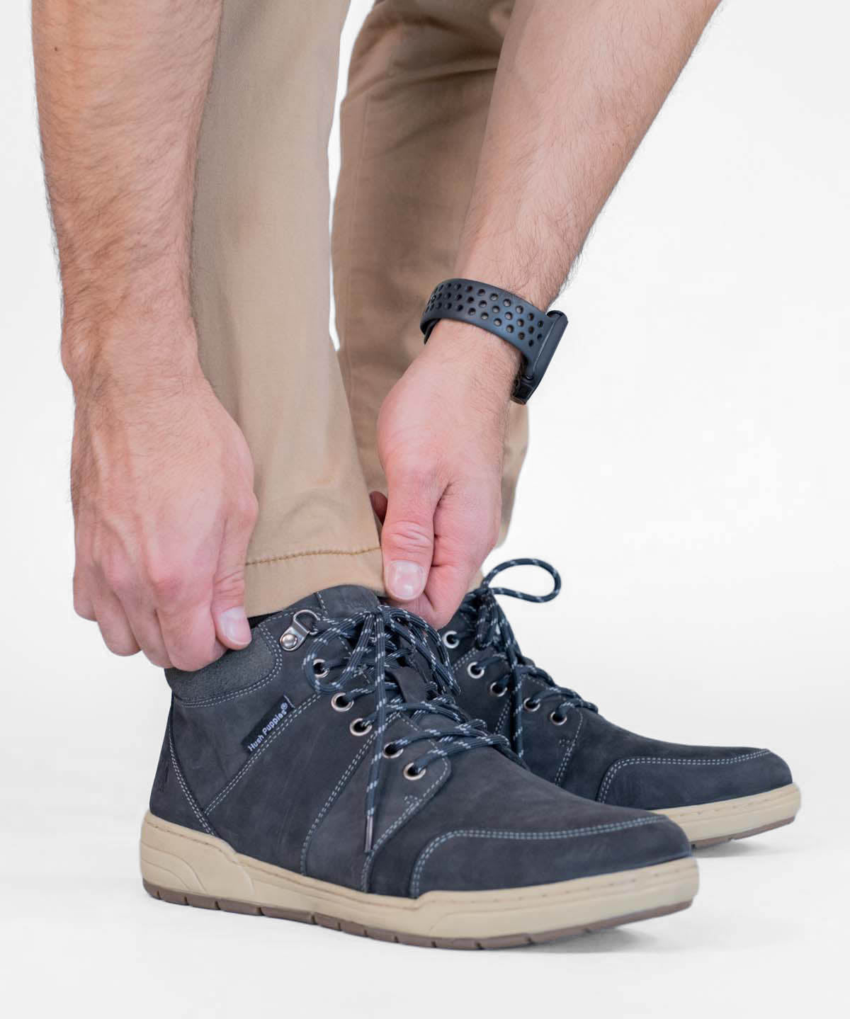 Botin Cuero Hombre Fiord Gris Oscuro Hush Puppies