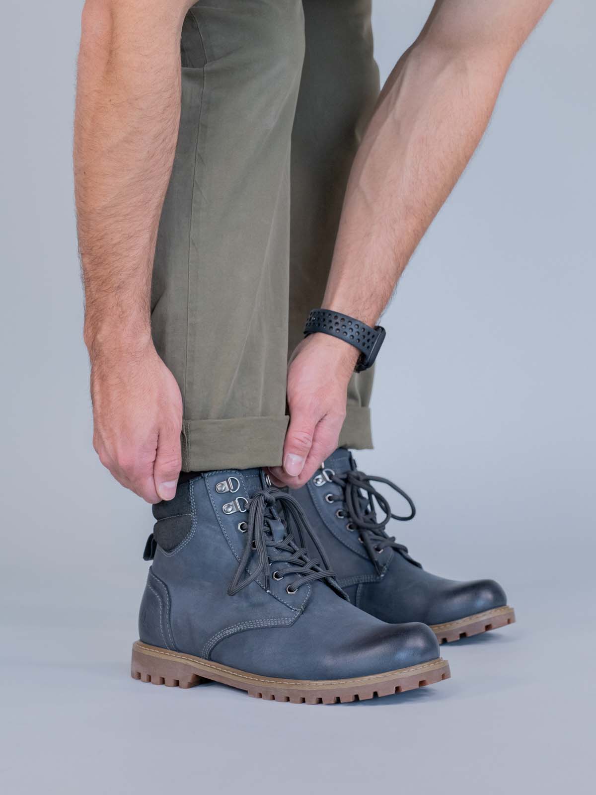 Botin Cuero Hombre Maxwell Azul Hush Puppies