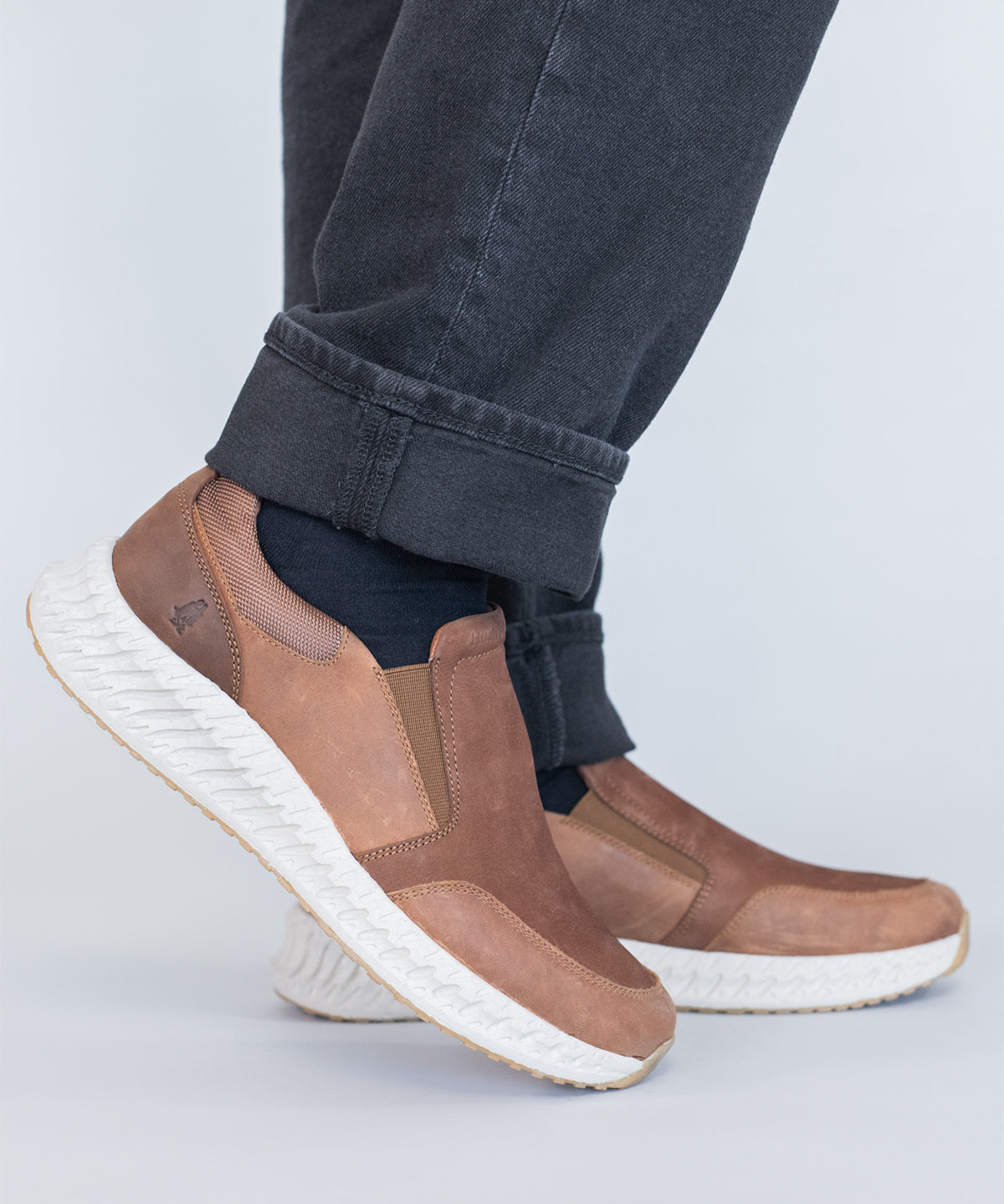 Slip On Cuero Hombre Spinal Up Café