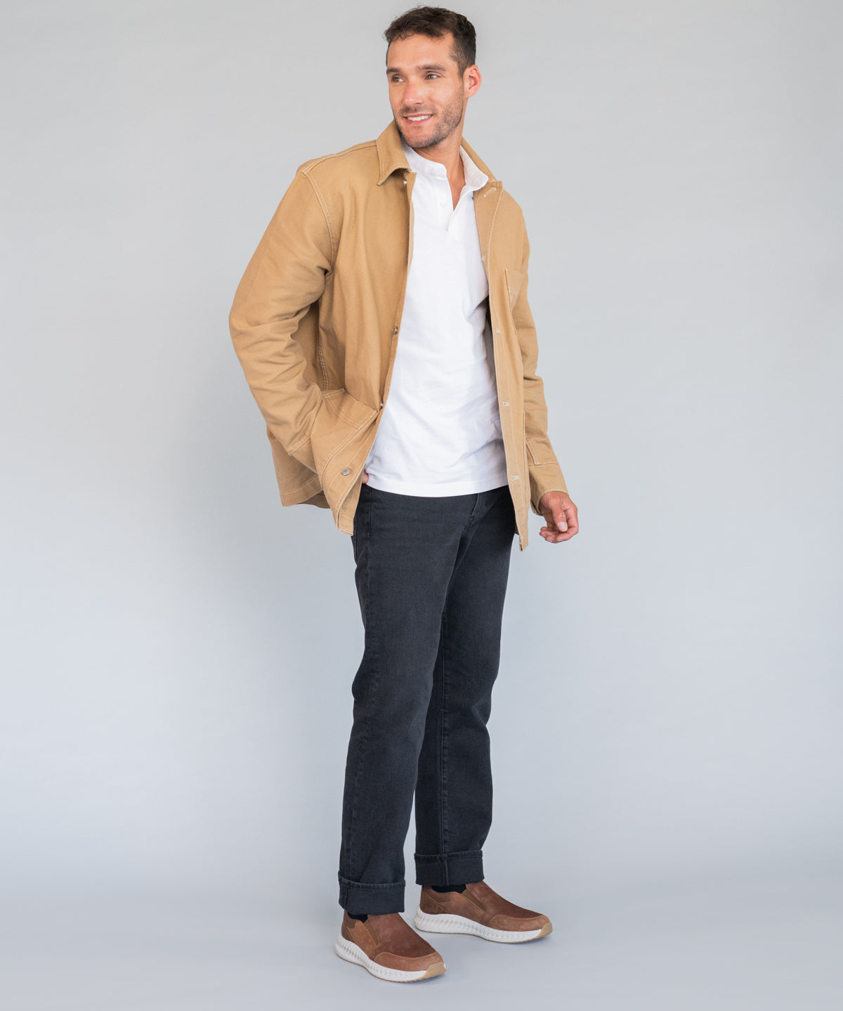 Slip On Cuero Hombre Spinal Up Café