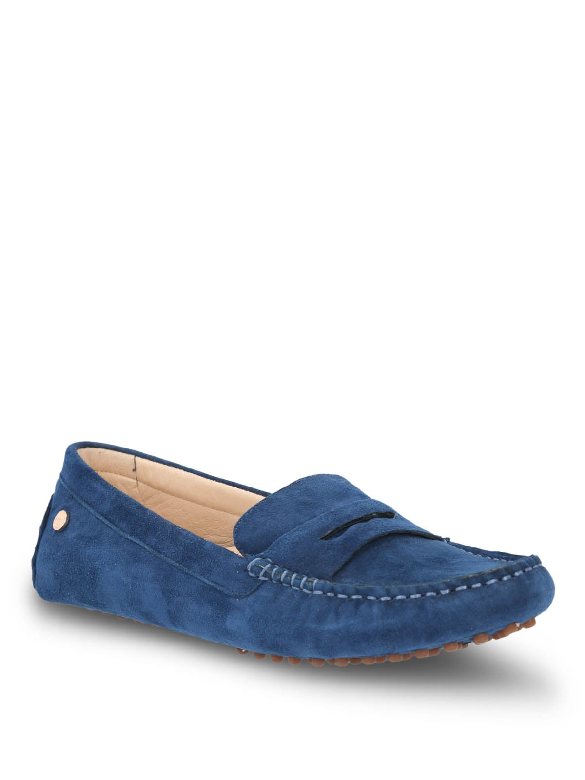 Mocasin Cuero Mujer Band Azul Hush Puppies