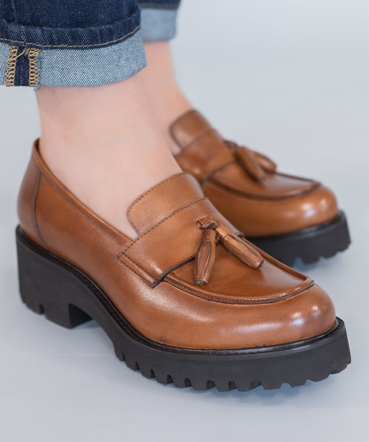 Mocasín Cuero Mujer Clov Café