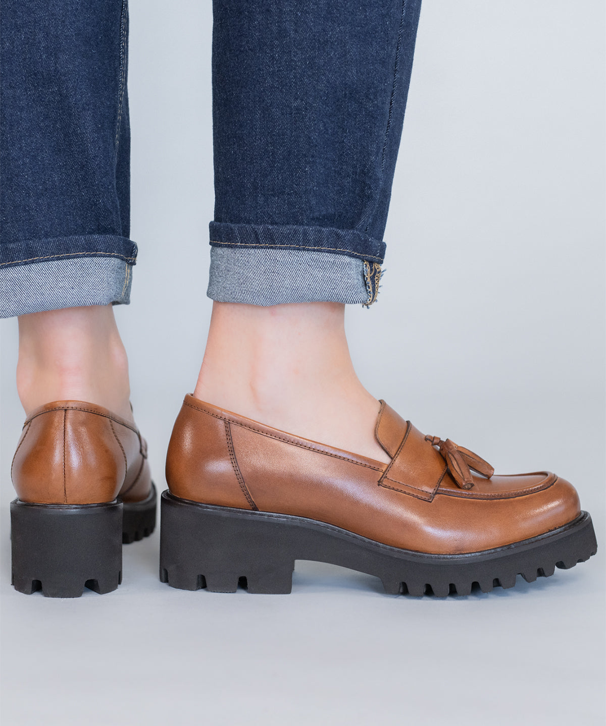 Mocasín Cuero Mujer Clov Café