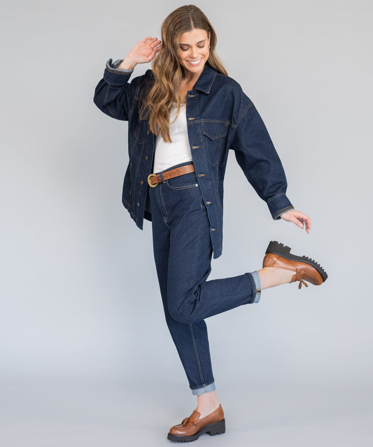 Mocasín Cuero Mujer Clov Café