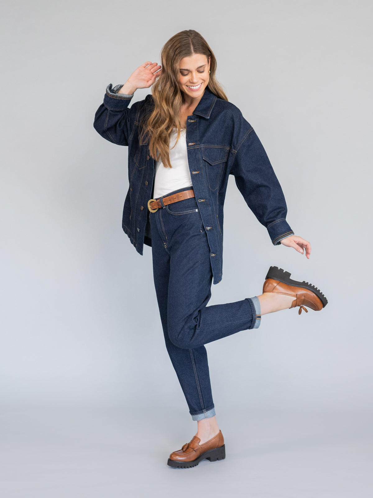 Mocasín Cuero Mujer Clov Café