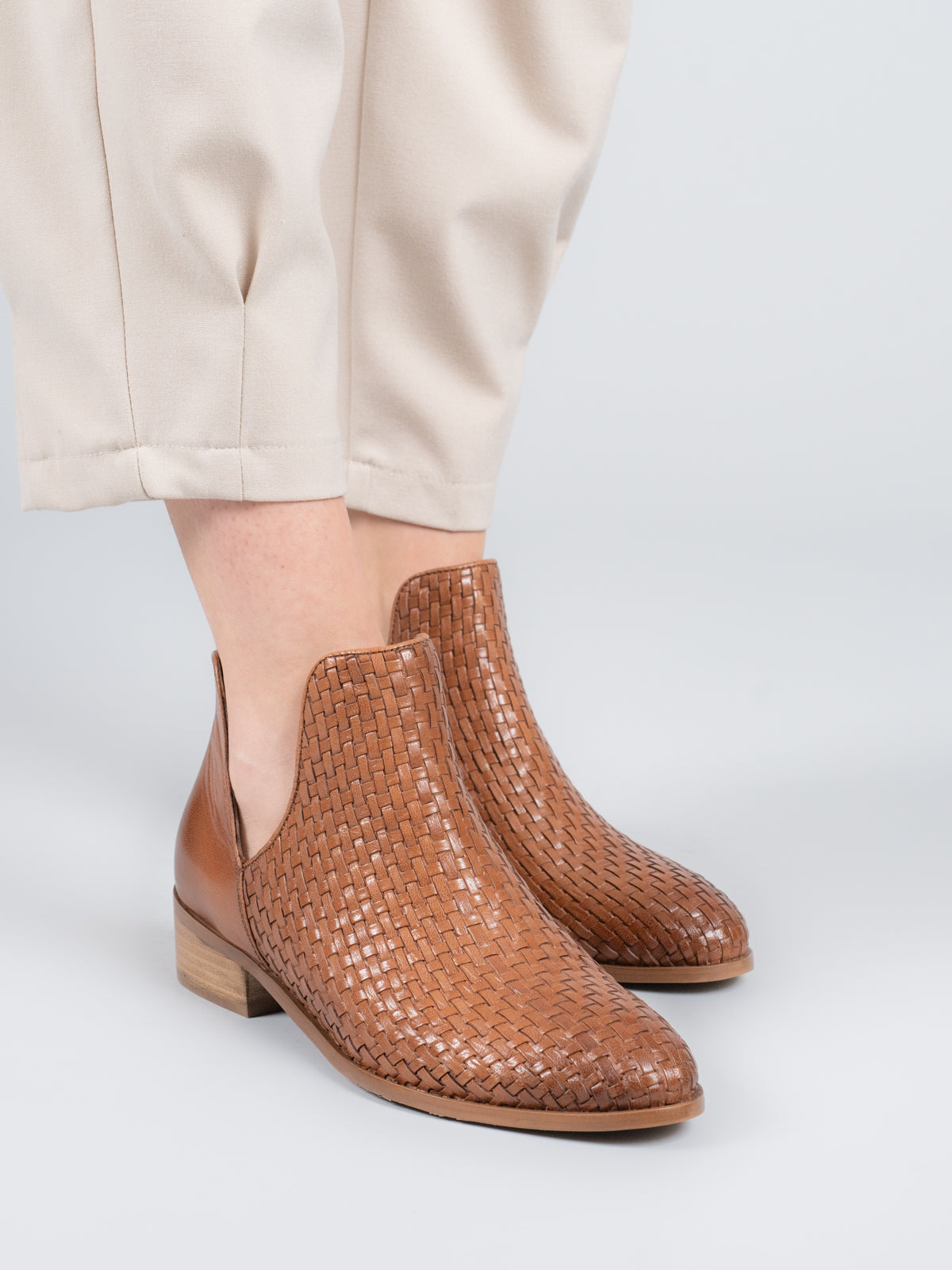 Botin Cuero Mujer Vitoria Café Claro