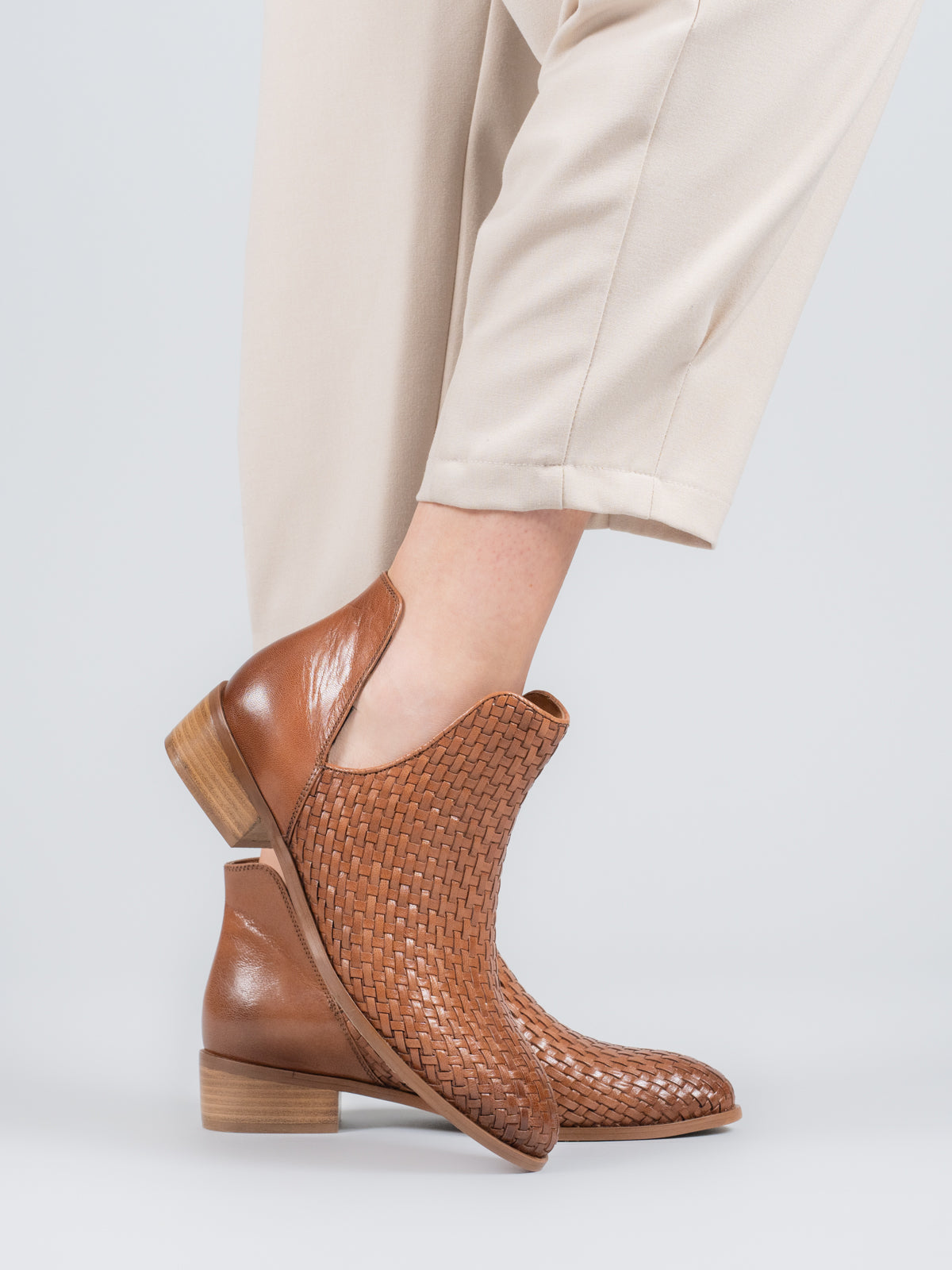 Botin Cuero Mujer Vitoria Café Claro