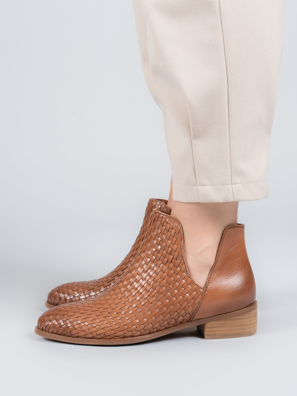 Botin Cuero Mujer Vitoria Café Claro