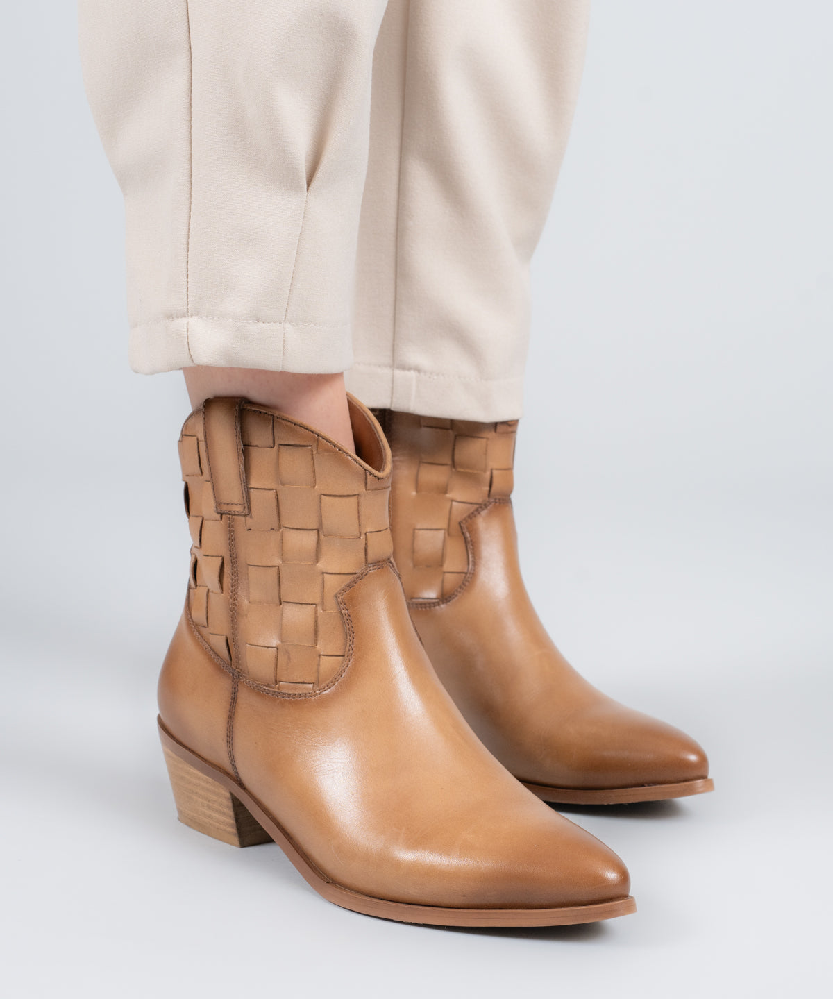 Botin Vaquero Cuero Mujer Vitto Café Claro