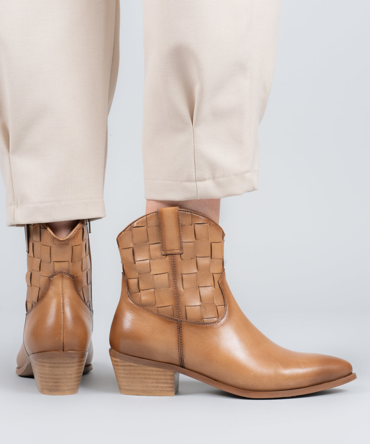 Botin Vaquero Cuero Mujer Vitto Café Claro