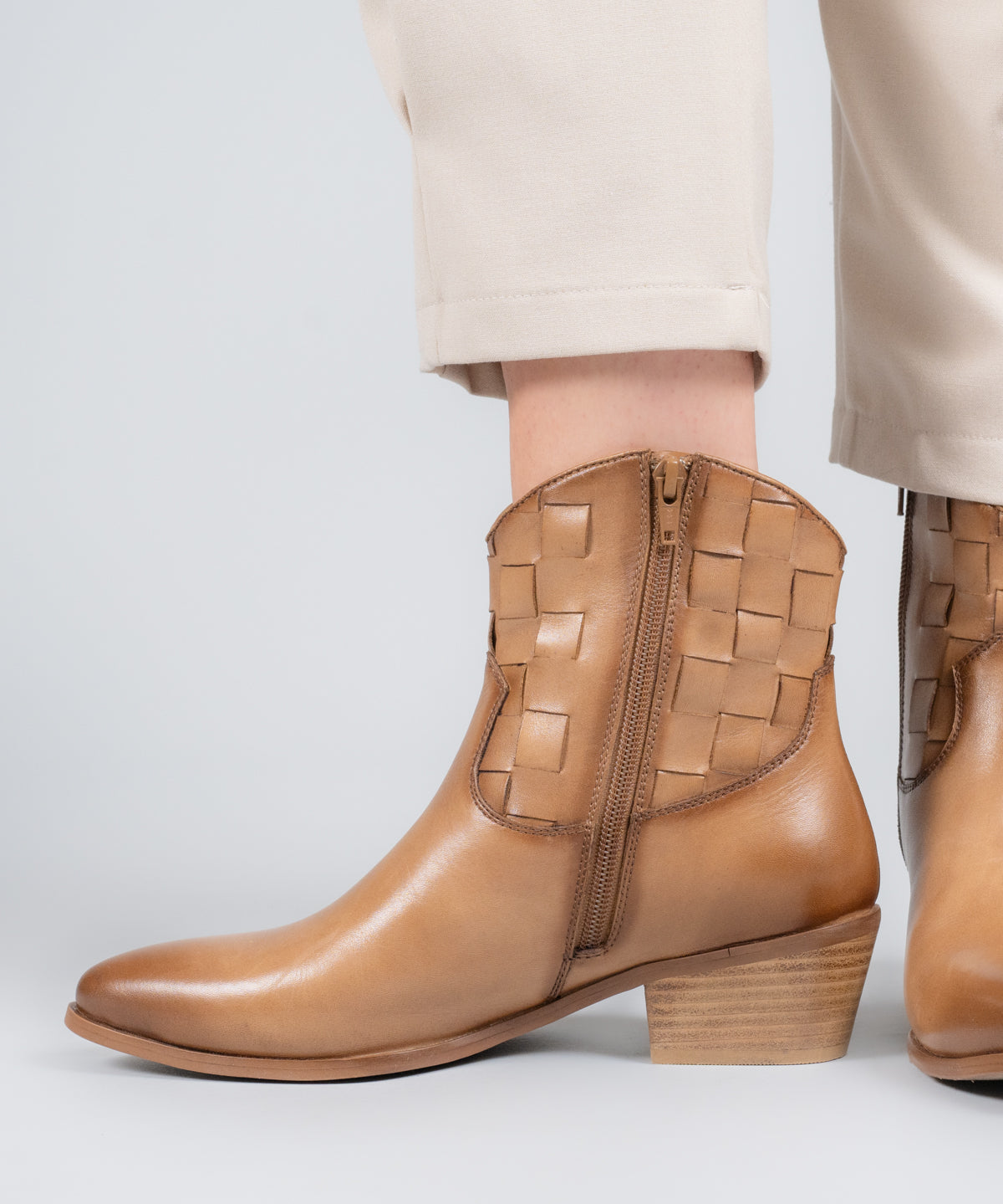 Botin Vaquero Cuero Mujer Vitto Café Claro