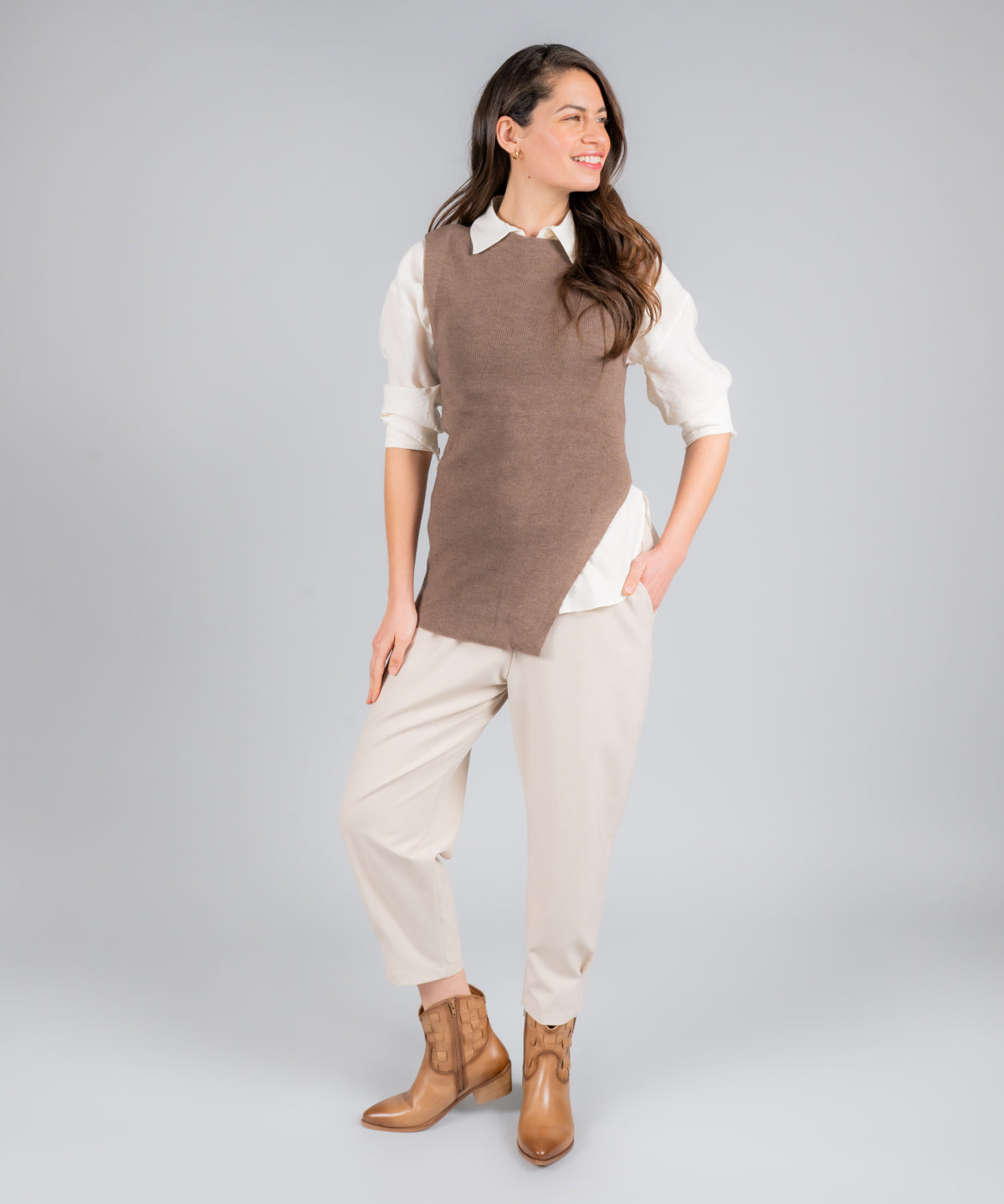 Botin Vaquero Cuero Mujer Vitto Café Claro