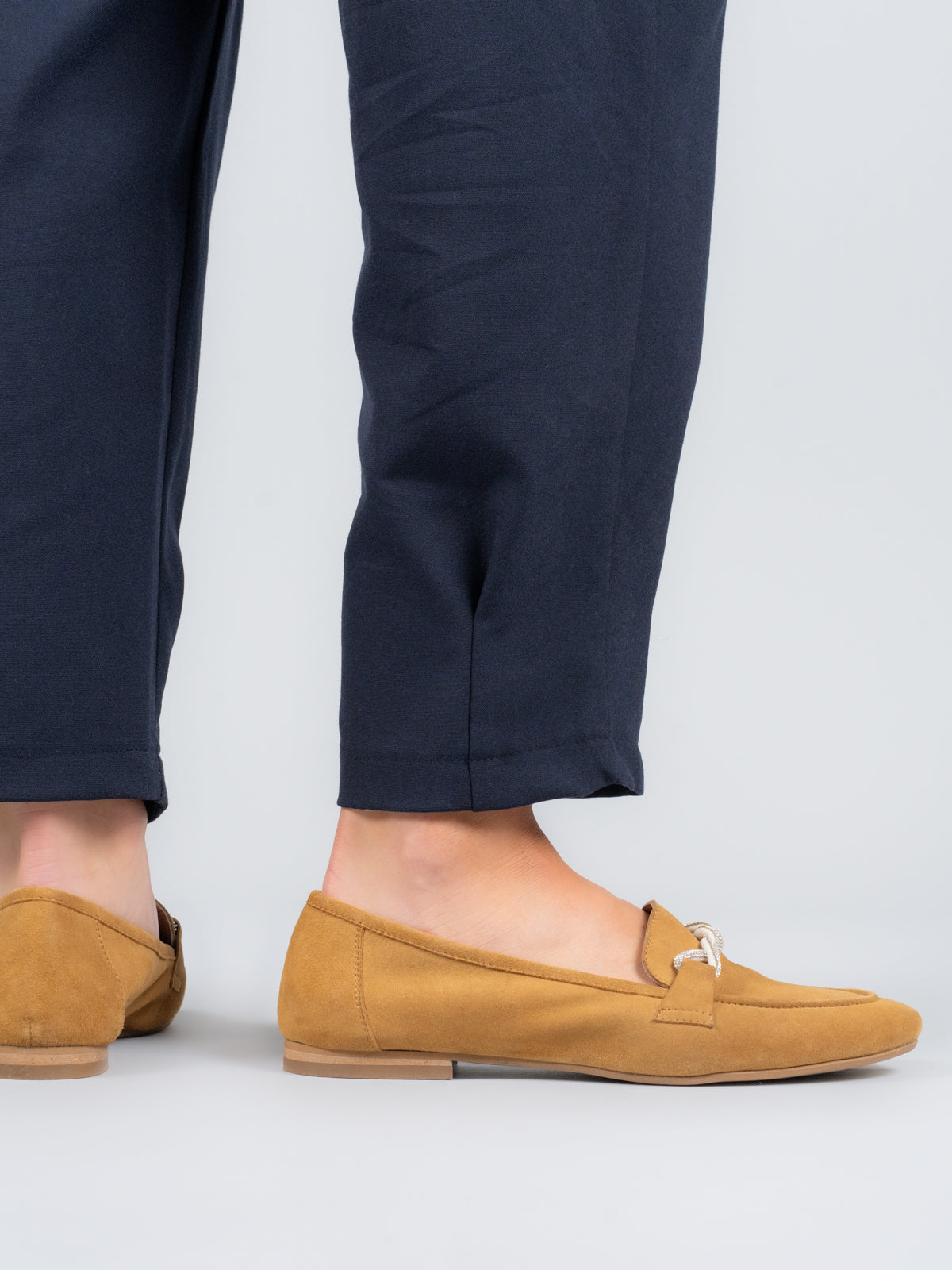 Mocasin Cuero Mujer Dinnat Café Claro