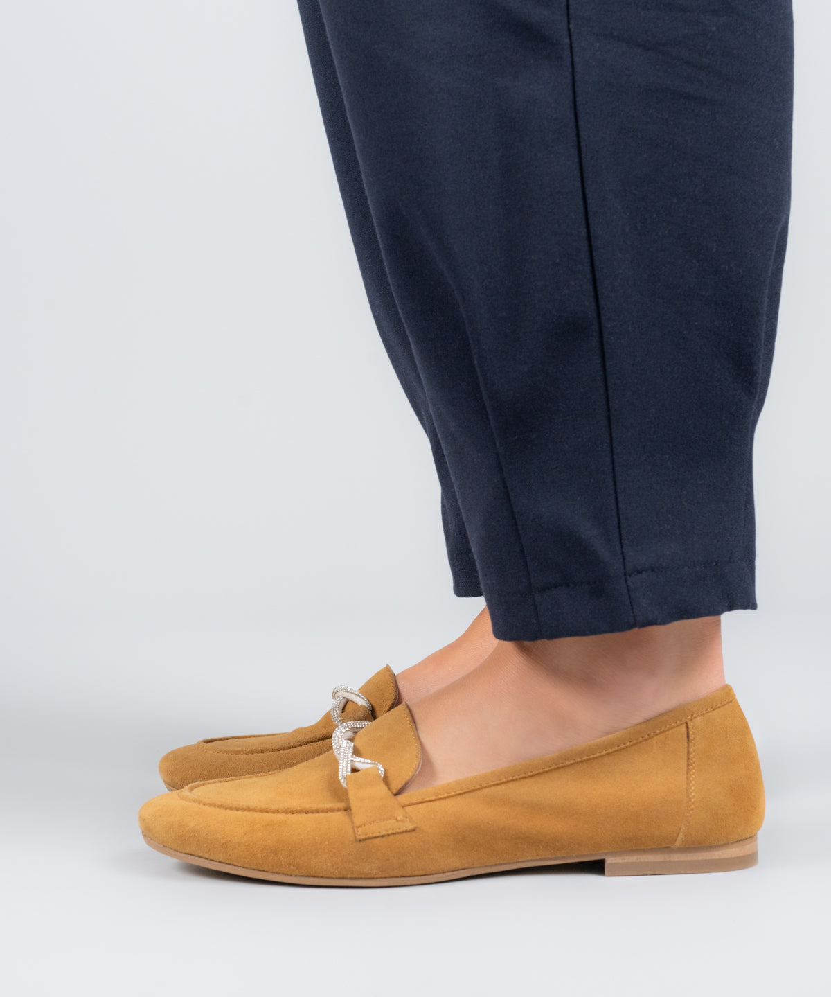 Mocasin Cuero Mujer Dinnat Café Claro