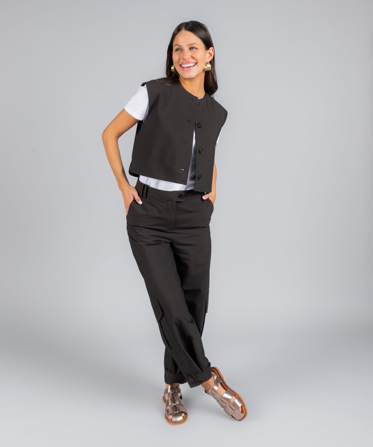 Sandalia Cuero Mujer Tresenda Gris