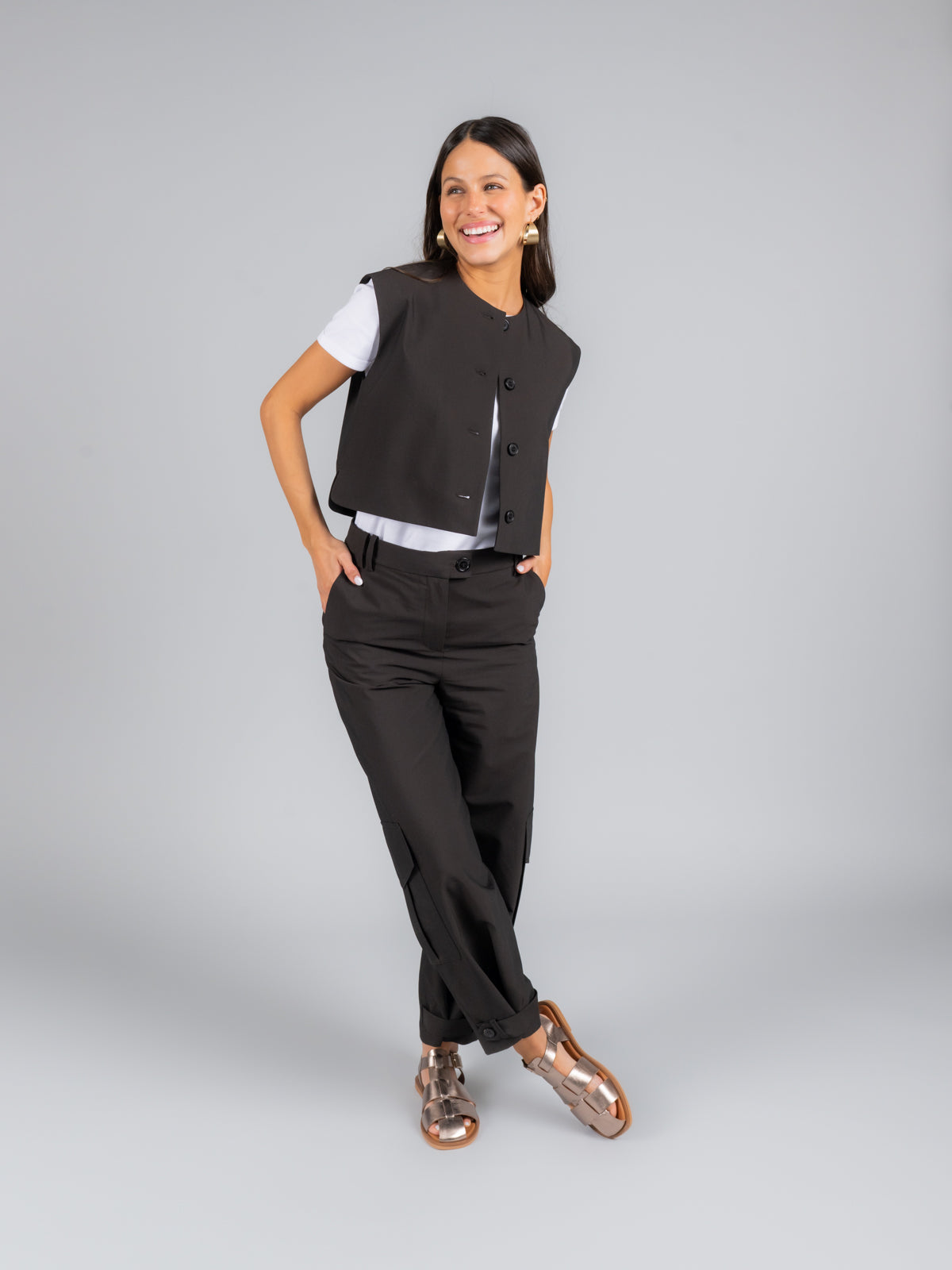 Sandalia Cuero Mujer Tresenda Gris