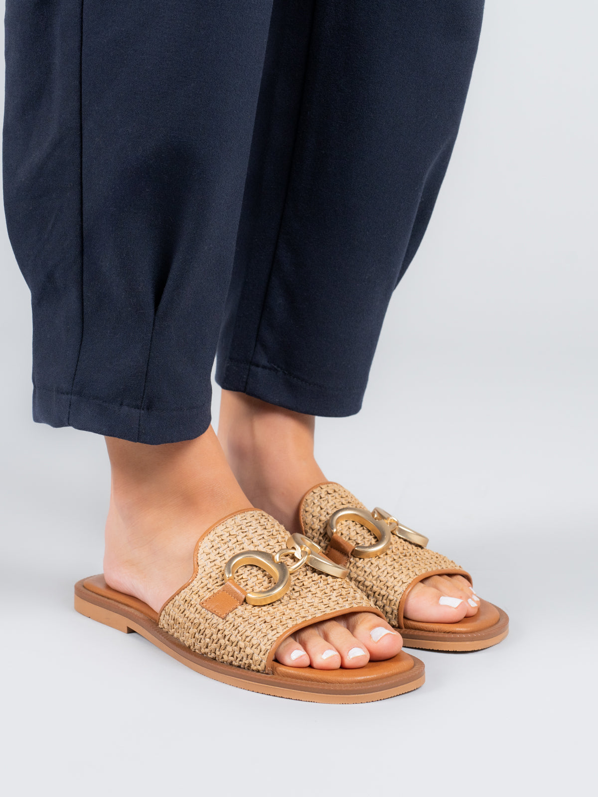 Sandalia Cuero Mujer Tegglia Café Claro