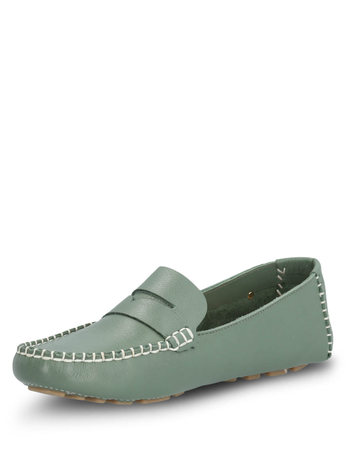 Mocasin Cuero Mujer Domaso Verde