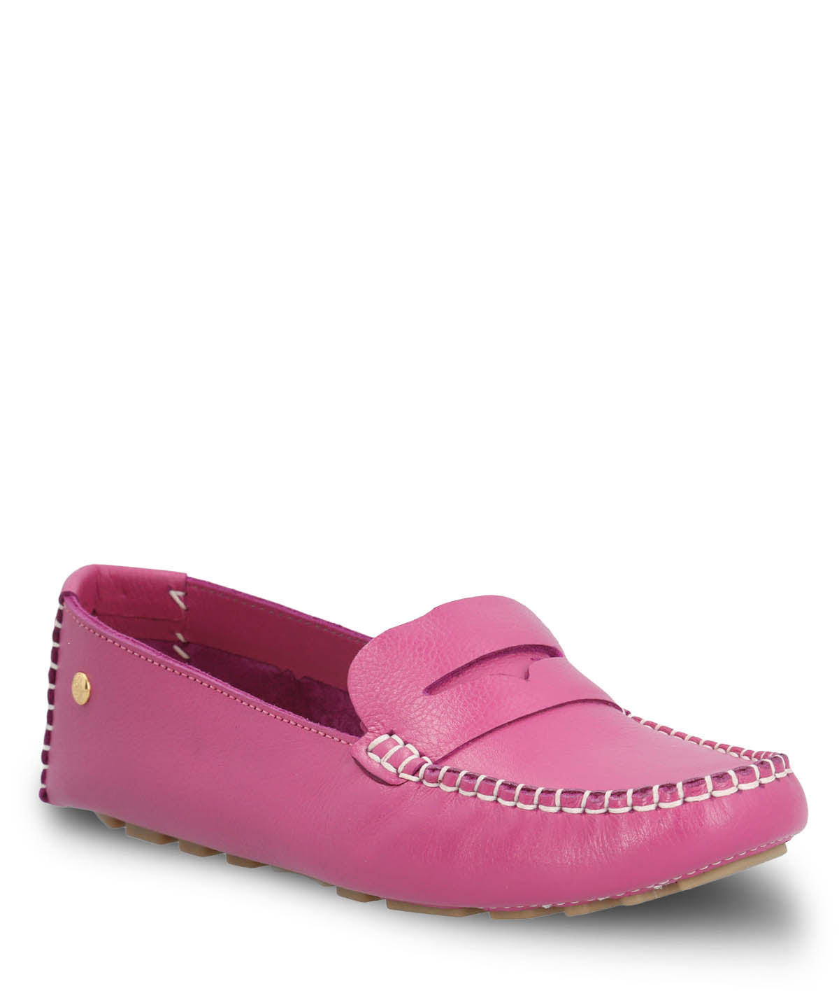 Mocasin Cuero Mujer Domaso Fucsia | Hush Puppies