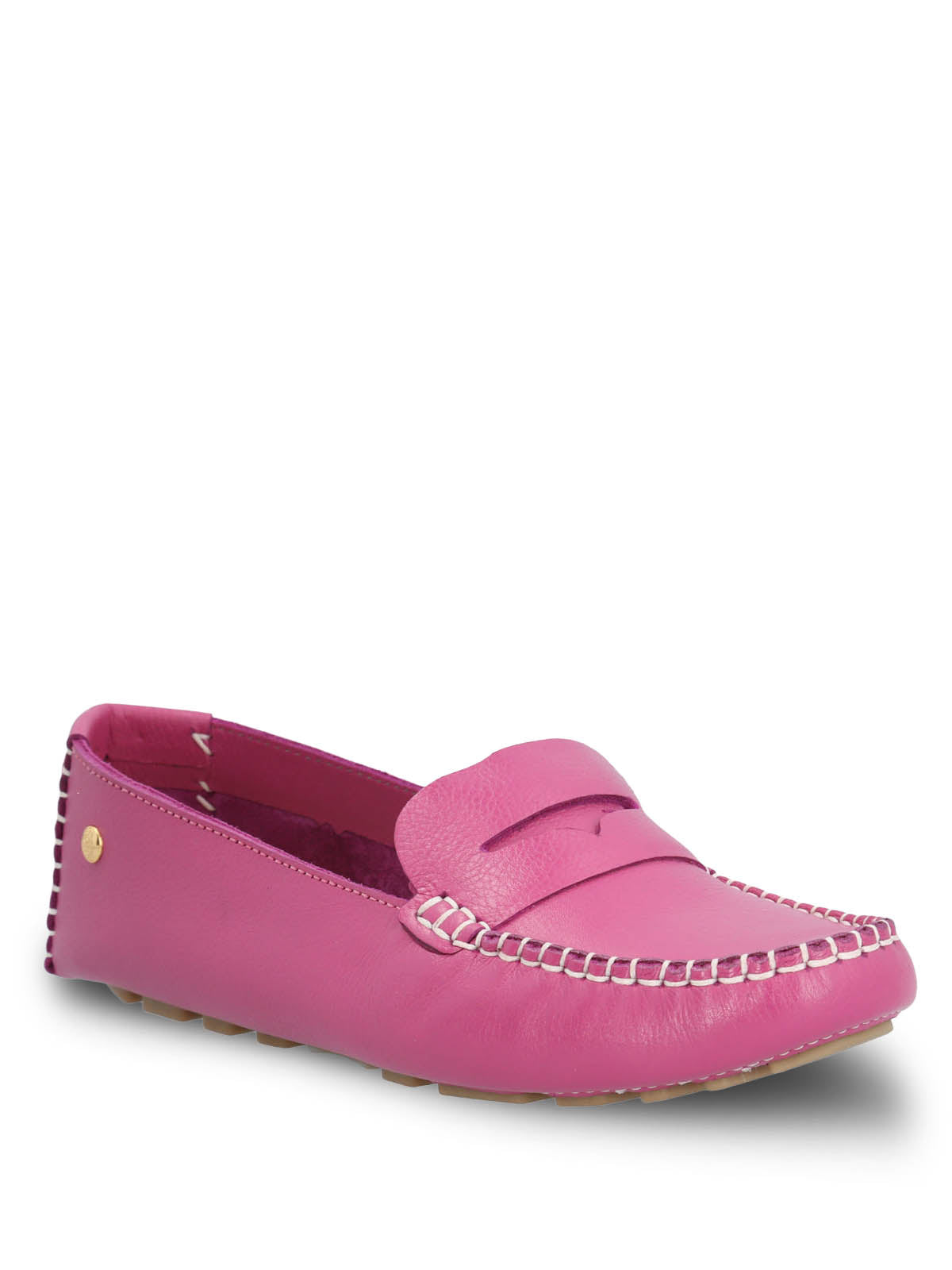 Mocasin Cuero Mujer Domaso Fucsia | Hush Puppies